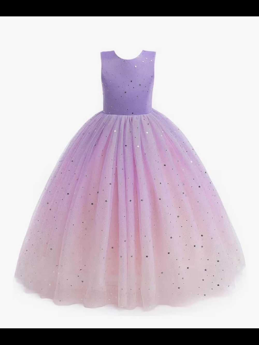 Girls' Lavender to Pink Gradient Tulle Ball Gown Dress
